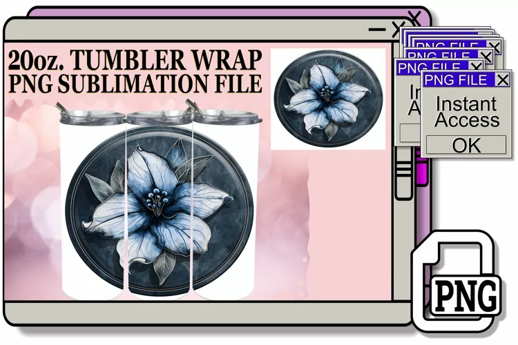 Denim Flower Tumbler Sublimation Spring 20oz