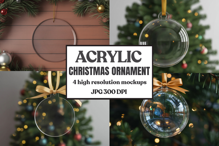 Acrylic Christmas Ornament Mockups , acrylic blank mockup