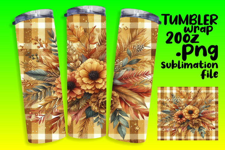 Trendy 20oz Tumbler Wrap File , Autumn Flower