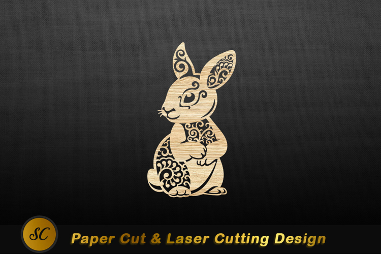 Ornate rabbit wood cutout intricate Laser cut