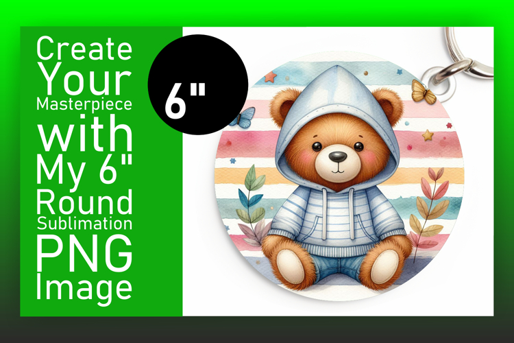 Dynamic Keychain Circle Design PNG , Teddy Bear