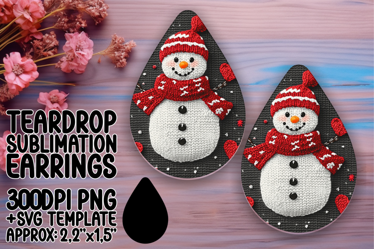 Bright Teardrop Design for Sublimation , Snowman