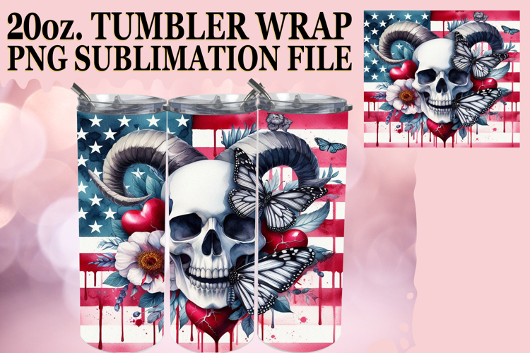 Lively Evenings 20oz tumbler wrap, Skull USA