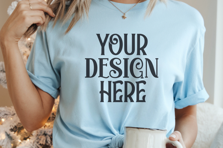 Chambray Comfort Colors 1717 Christmas Mockup, CC 1717