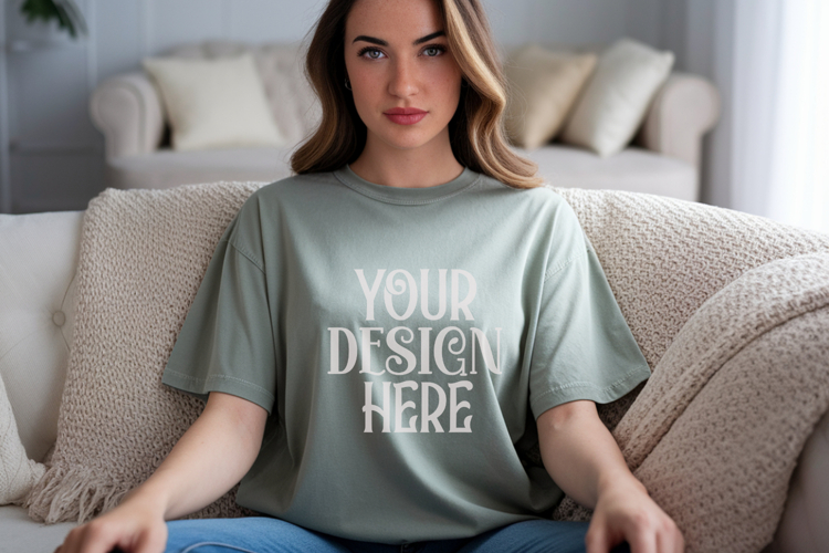 Sage Comfort Colors 1717 T-shirt Mockups,1717 Mockups