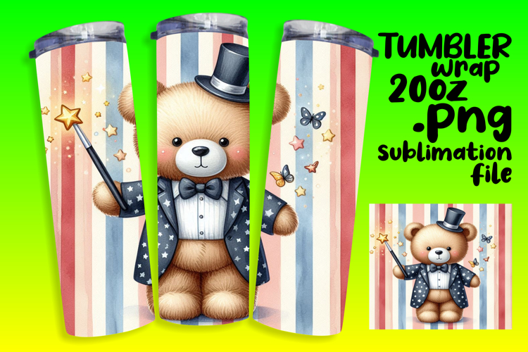 20oz Tumbler Wrap for DIY , Teddy Bear