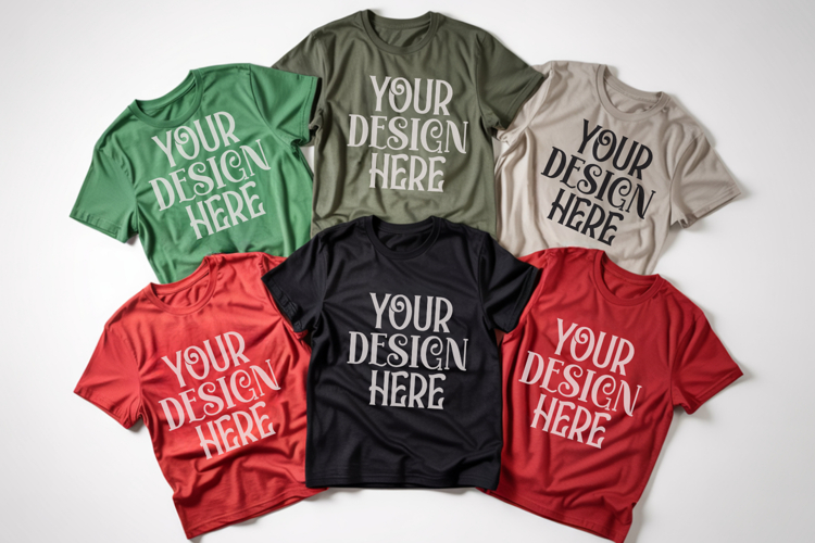 Christmas Family Matching Shirt Mockup | Cozy Boho Flat Lay