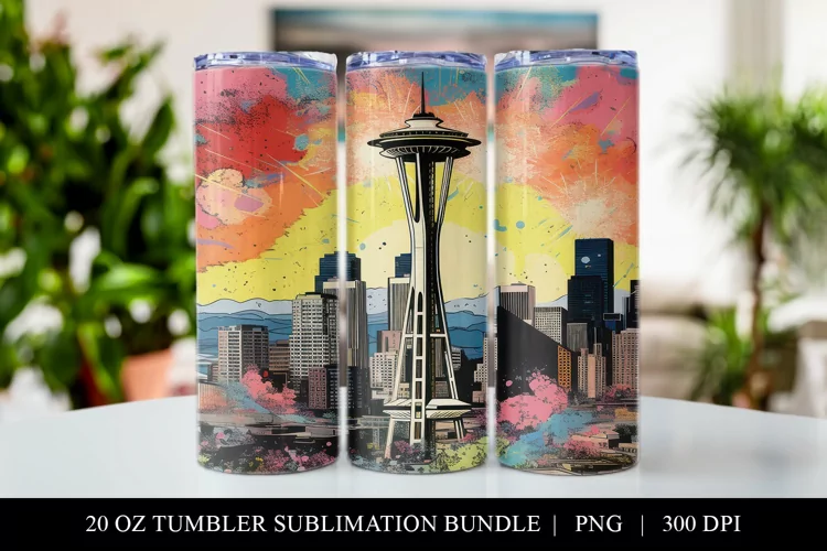 Seattle Pop Art 20 oz Skinny Tumbler Sublimation PNG