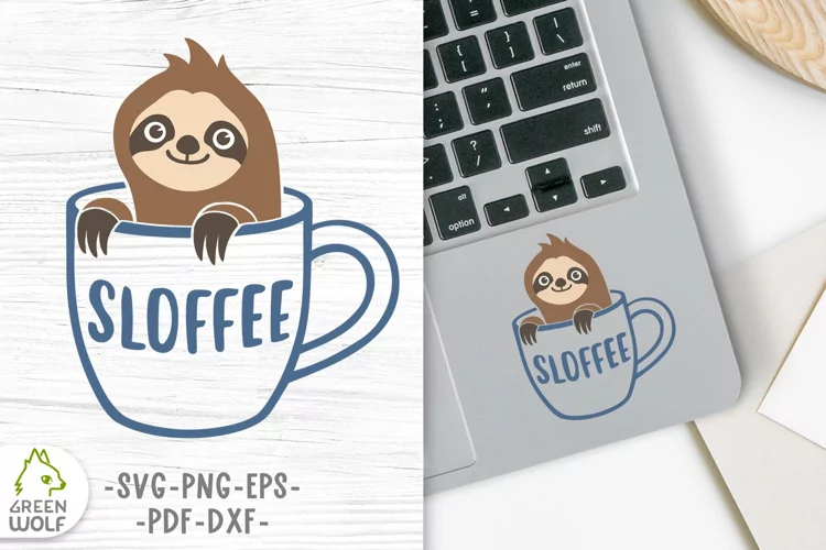 Coffee svg Sloffee svg Cute sloth svg Funny laptop decal svg