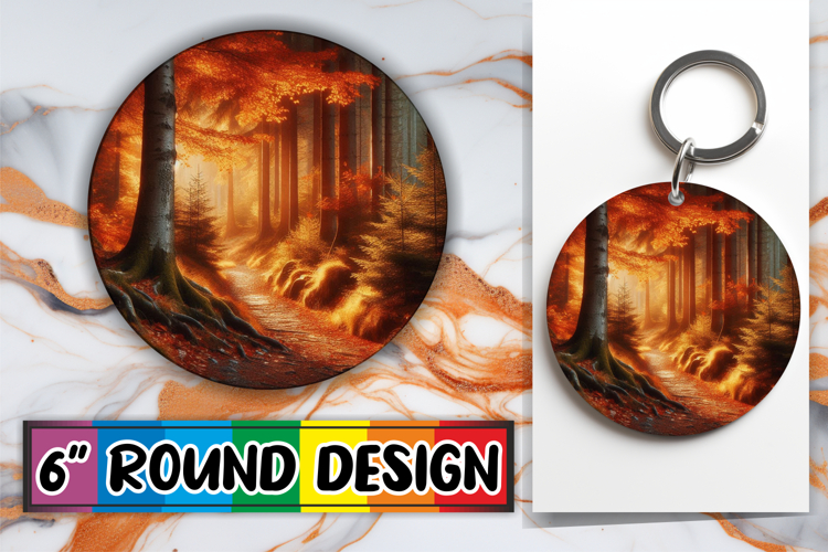 Timeless Circle Keychain Magic PNG, Autumn