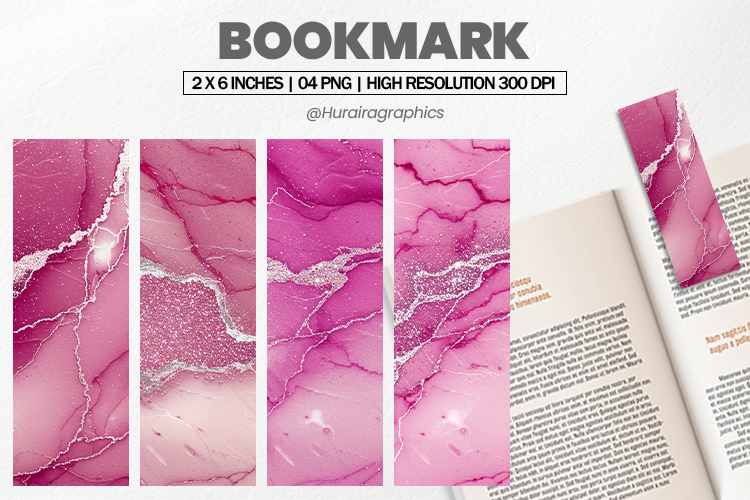 Pink Marble Bookmark PNG, Bookmark Sublimation