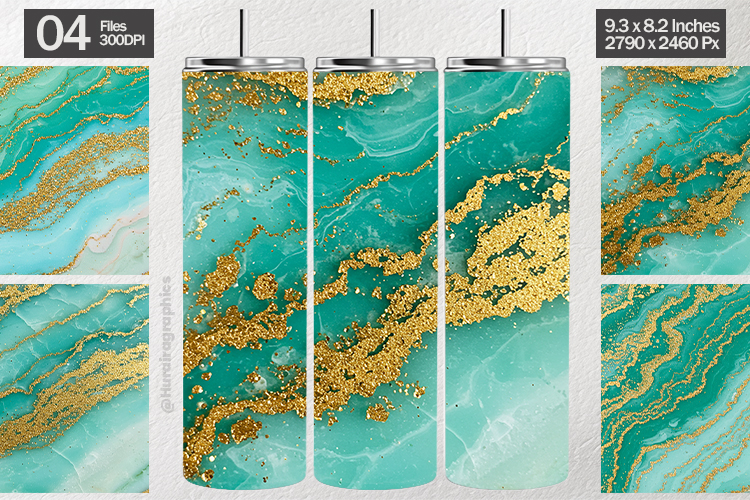Teal Gold Glitter Tumbler Wrap| Tumbler Sublimation