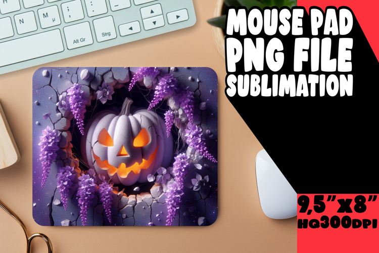 BRIGHT MOUSE PAD INSPIRATIONAL DESIGN, 3D Pumpkin