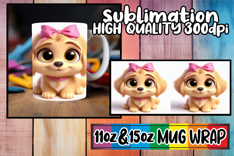 Wholesome days 11oz 15oz sublimation wrap, 3D Dog
