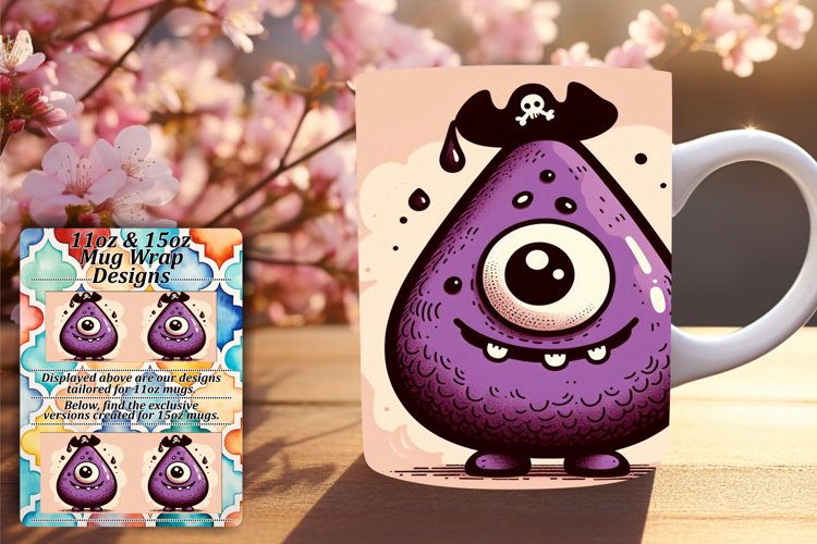 Warm 15oz Mug Wrap Png Artwork , Monster