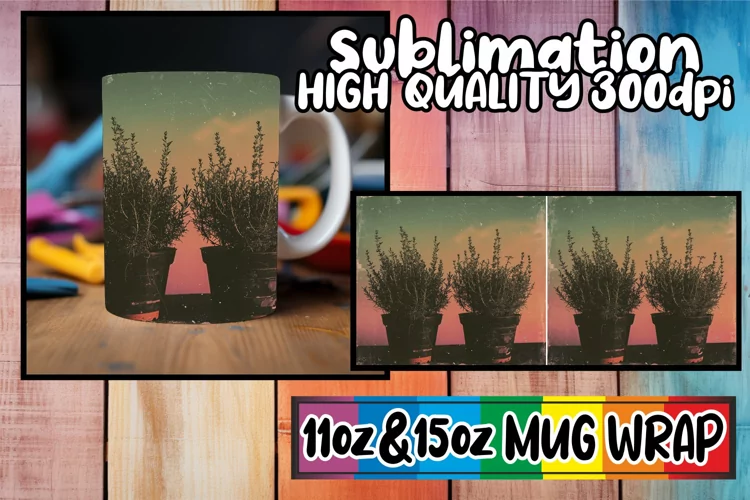 Retro Springtime Garden Serenity: Mug Wrap Sublimation