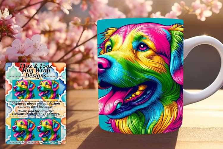 Joyful 11oz Mug Wrap Png Design , Dog