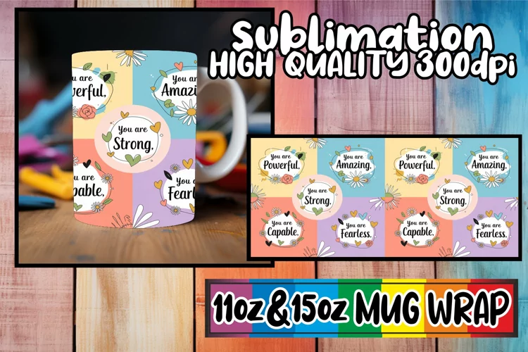 Radiant mornings sublimation mug wrap, Quote