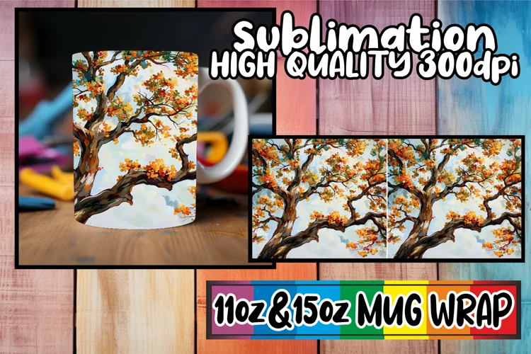 Serene Canopy Mug Sublimation Wrap - Colorful Tree