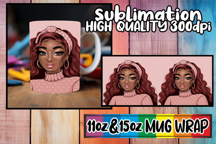 Bright beginnings sublimation mug wrap, Afro Girl