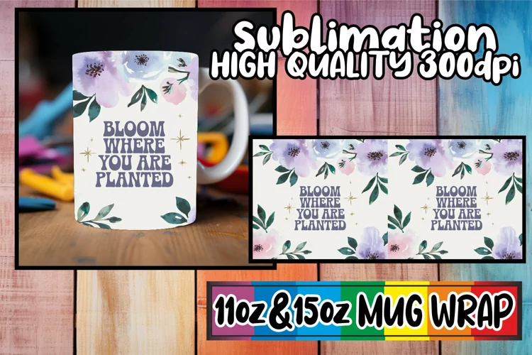 Cheerful smiles 11oz 15oz sublimation wrap, Flower Quote