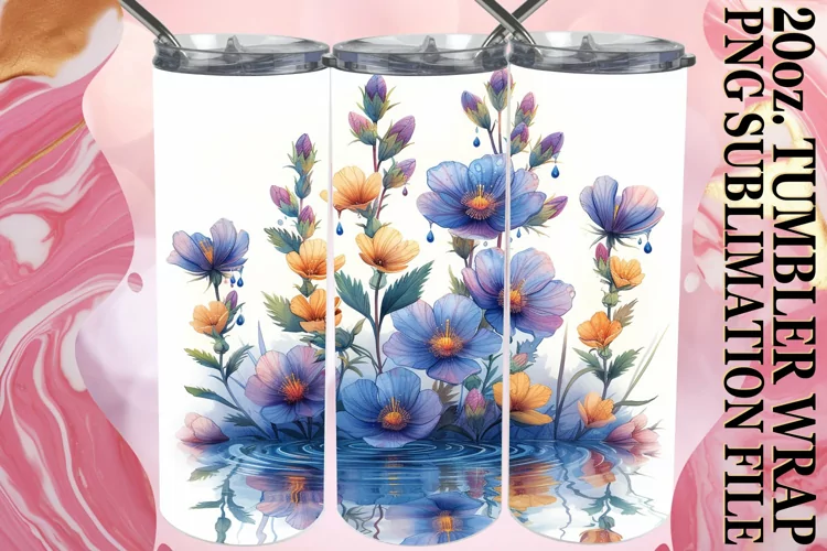 Spring Flower Pattern Tumbler Sublimation Wrap