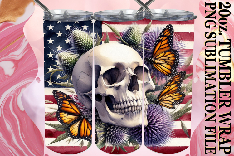 SWEET SERENITY 20oz TUMBLER WRAP, Skull USA