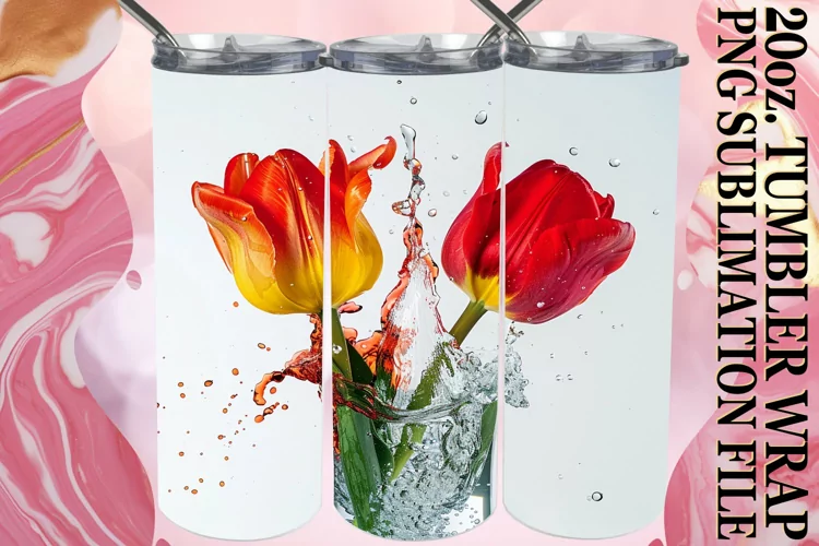Aqua Serenity: Sublimation Art for 20oz Tumbler