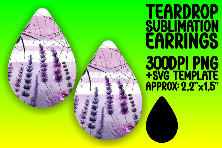 Bright Teardrop Earrings PNG Template , Halloween