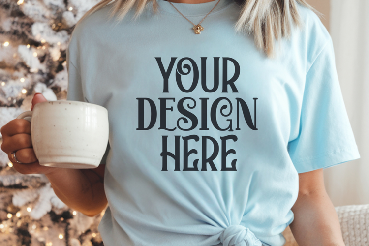 Chambray Comfort Colors 1717 Christmas Mockup, CC 1717