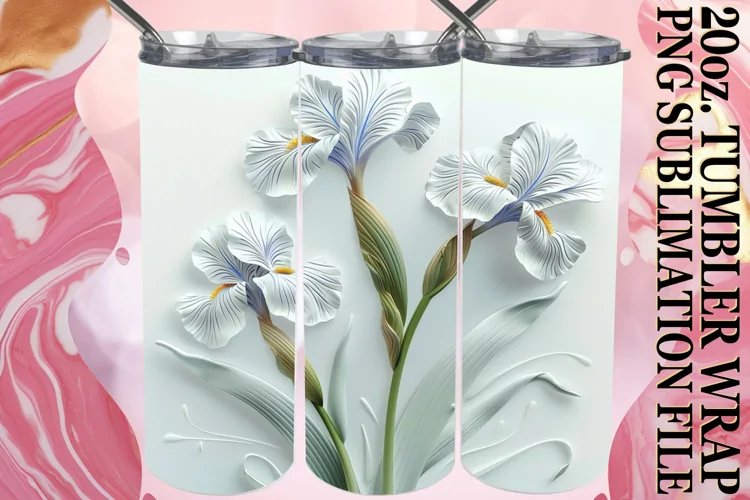 White Petal Radiance: Tumbler Wrap Sublimation
