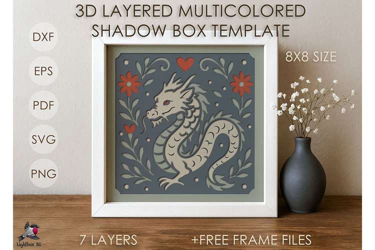 Chinese Dragon Animal Shadow box SVG Papercut template