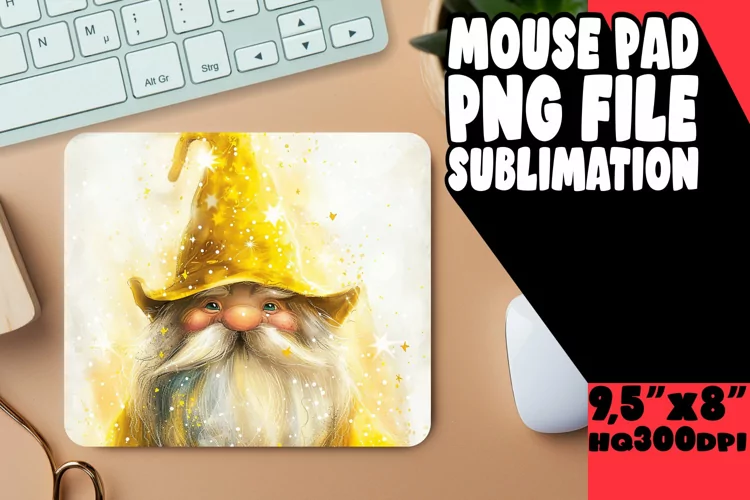 Springtime Spirits: Gnome Mouse Pad Design Sublimation PNG