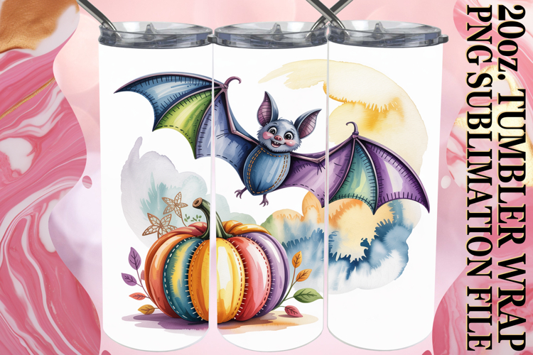 Blissful love 20oz tumbler wrap, Pumpkin Watercolor