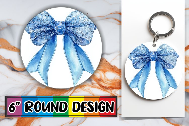 Watercolor Bow Round PNG Design for Sublimation Printing