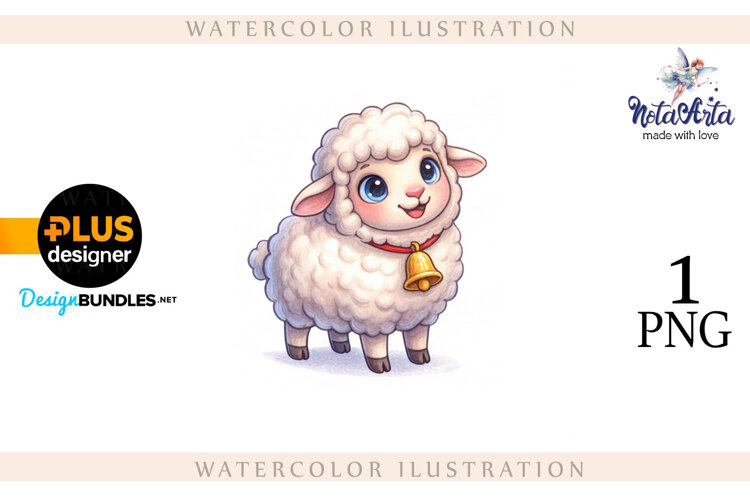Christmas Sheep in Watercolor Style example image 1