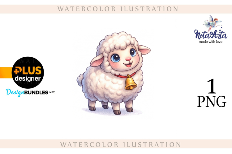 Christmas Sheep in Watercolor Style