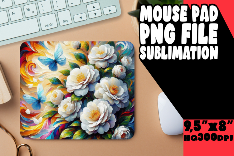 Vibrant Desk Mat Sublimation PNG, Flowers