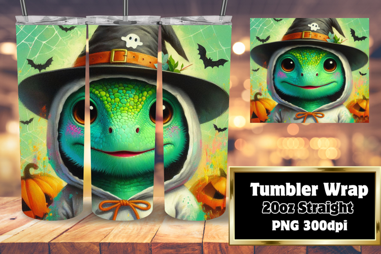 Sublimation-Ready 20oz Artwork , Halloween Dino