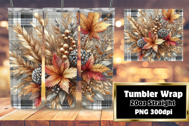 CHIC 20oz PNG Tumbler Wrap , Autumn Flower example image 1