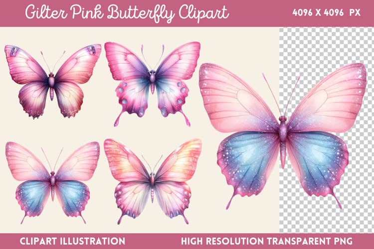 Pink Butterfly Clipart Image 21