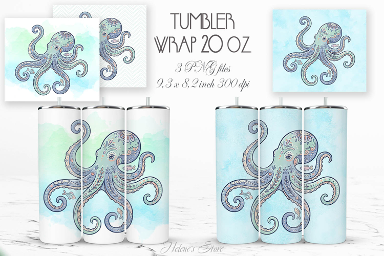 Cute ocean octopus pastel straight tumbler 20oz wrap designs