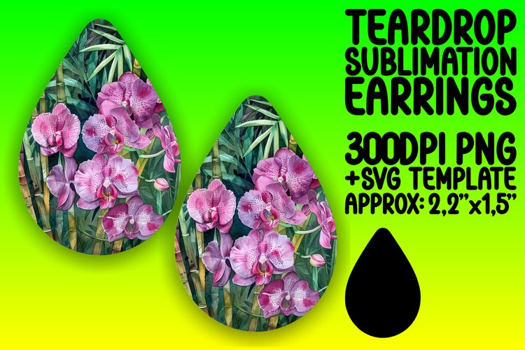 Teardrop Earring Design - Floral Pattern Sublimation