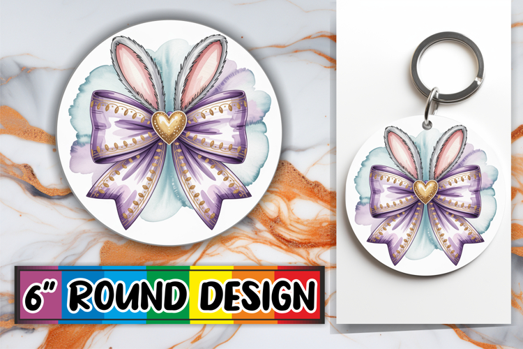 Blissful Round Coasters for Gifts, Easter Bow