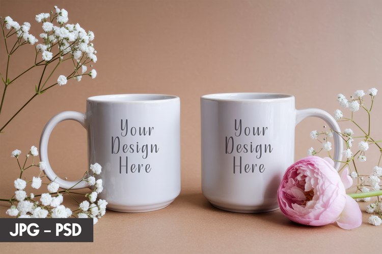 Floral Cozy Mug Mockup PSD