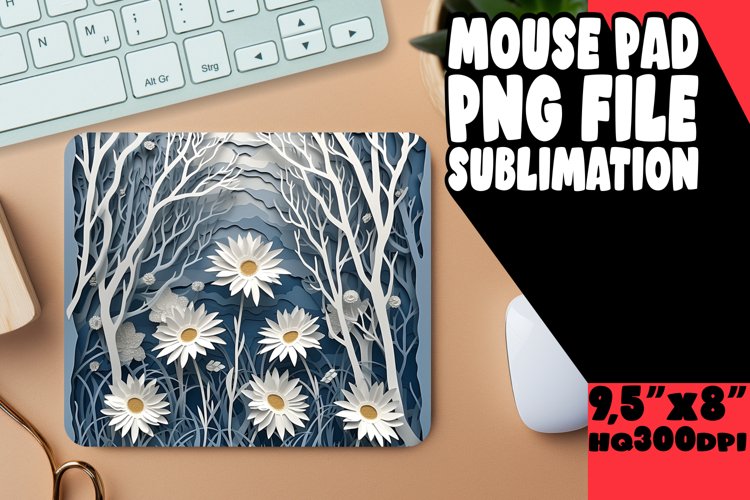 Sublimation 3D Flower Hole Mouse Pad Design PNG