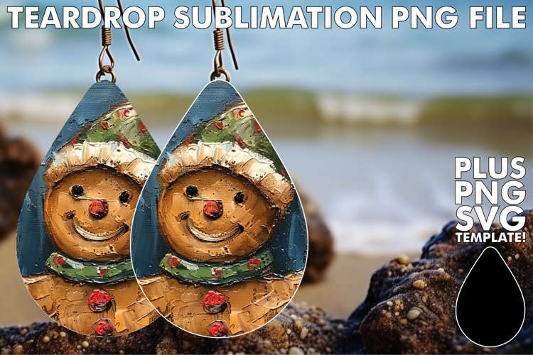 VIBRANT Teardrop Earrings Ideas PNG, Gingerbread Man
