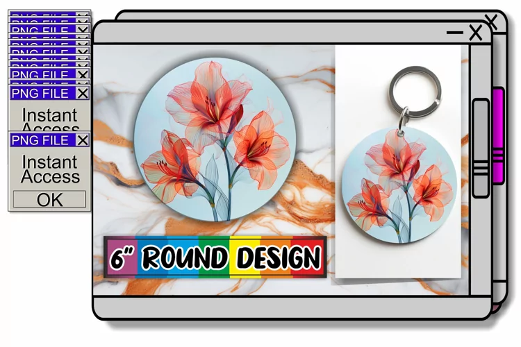 Radiant Blossom Sublimation Circles - Keychain & Car