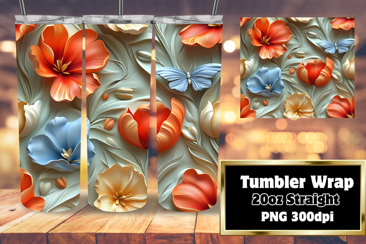 CHIC 20oz Tumbler Template for DIY , 3D Flower