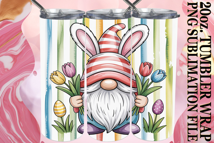 Blissful Moments 20oz tumbler wrap, Easter Gnomes